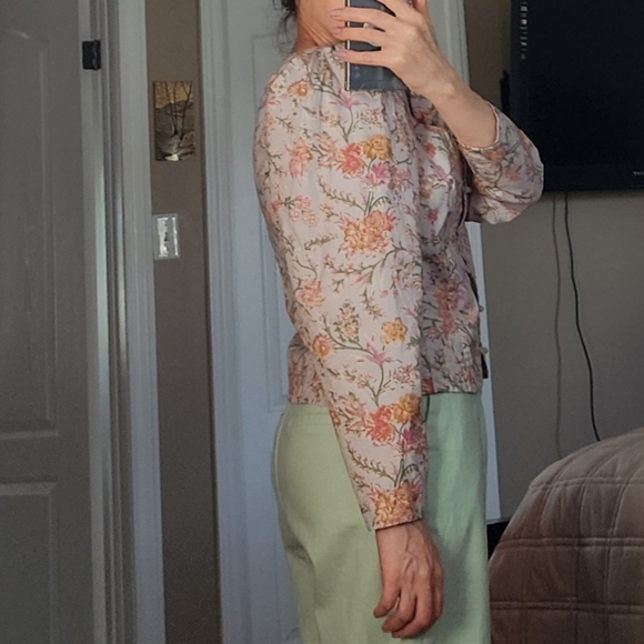 VIE REBECCA TAYLOR Long Sleeve Lidia Vine Top In Pebble Combo - Picture 4 of 13